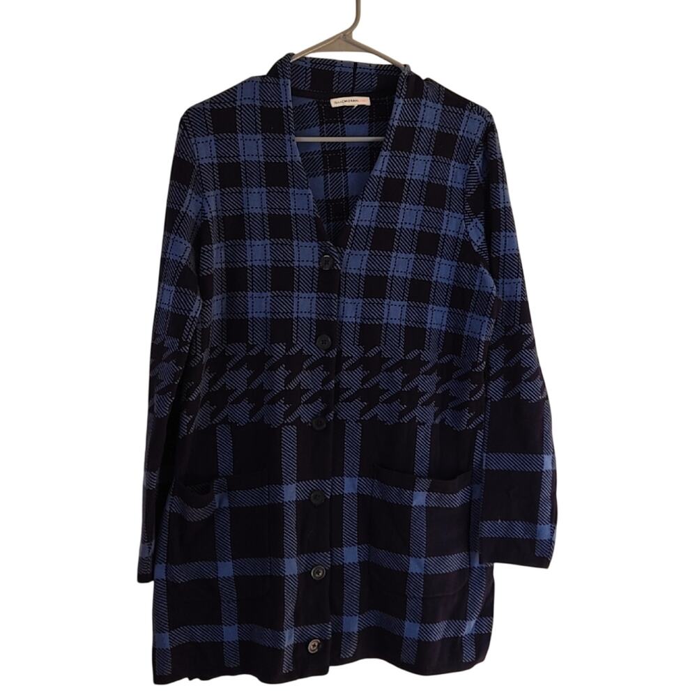 Isaac MizrahiLive blue checked Jacket sweater